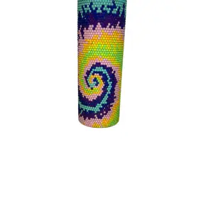 20 oz Tye Dye Rhinestone Water Bottle - Colorful Spiral Design, Sparkling Rhinestones - Unique Kitchenware Drinkware Bottles, Water Bottles