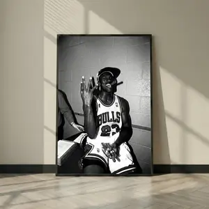 Jordan Black And White Poster Vintage Print For Sports Fans & Home Decor