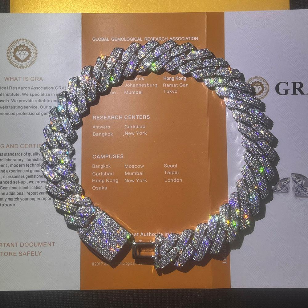 Custom 25MM S925 Sterling Silver Hip Hop Moissanite Cuban Link Chain Thick Miami VVS Cuban Necklace For Men