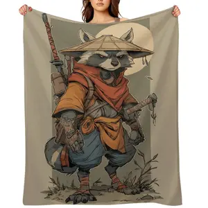Raccoon Fleece Throw Blanket For Women Winter Nap Cute Cartoon Animals Comic Printed Flannel Blankets Mens Super Soft Warm Home Bedding Throws Office Camping Air Conditioned Quilt All Season Decor Boys Girls Christmas Holiday Gift Cozy Blanket