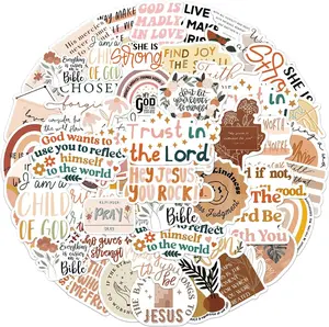 Christian Jesus Stickers 50PCS, Vinyl Waterproof Boho Aesthetic Bible Stickers for Water Bottles Laptop Guitar Decorative Sticker Home Supplies