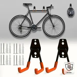 Two Heavy-Duty Metal Hooks for Bicycles - Wall-Mounted Storage Rack, Suitable for Ladders, Bikes, Tools - Space-Saving, Easy to Install, Durable Aluminum Construction, Bike Storage Rack, Stylish Design, Sturdy Build, Bike Accessories