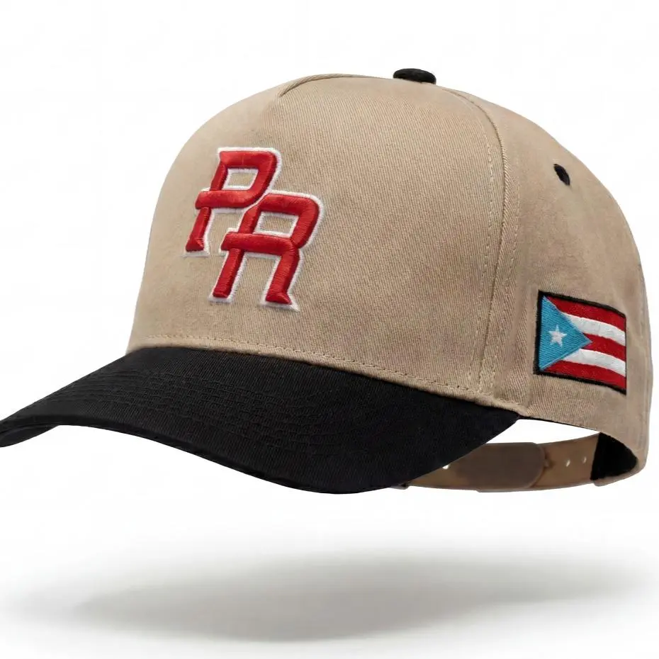 PUERTO RICO UPSIDE DOWN KHAKI AND BLACK SNAPBACK - Stylish Unique Design for Casual Wear & Versatile Accessory