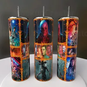 Stranger Things 20oz Stainless Steel Tumbler with Lid Reusable Insulated Drinkware for Beverages 20 oz Capacity Reusable