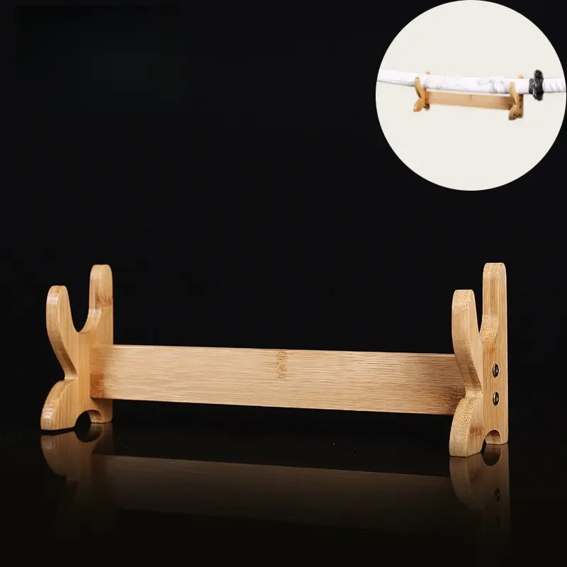 1-layer Japanese Katana Shelf Support Wooden Sabre Sword Cosplay Porp Yellow Stand Holder Display Racks Real Size Japanese Katana Holder Blade Stand