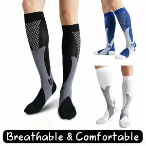 3 Pairs of Knee-High Compression Socks,Breathable,Moisture-Wicking,Arch Support,Reinforced Heel and Toe,for Running,Hiking,Cycling,Training and Gym Fitness