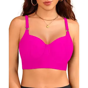 Women Underwire Bikini top Only - Longline Push Up Bathing Suit Top Bra Swim Tops Swimsuit Tops