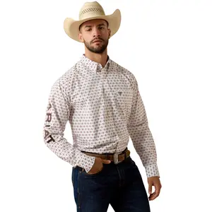 Ariat Men's Team Dallas White Multi Geo Print Button Down Shirt 10073629