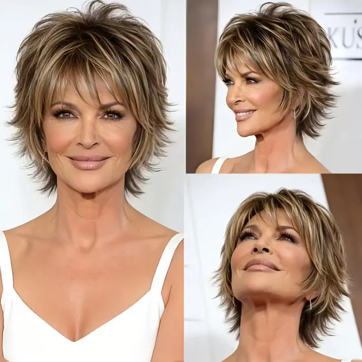 Women's Synthetic Pixie Cut Wig - Short Layered Wavy Blonde Hair, Heat-Resistant High-Temperature Fiber, 100% Density, Rose Net Cap, Unisex, Suitable For All Ethnicities - 1 Pc