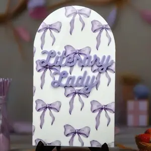 Purple Bow Themed Bookshelf Sign - Customizable