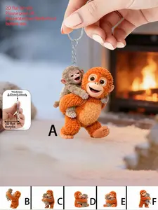 Monkeys Hugging Acrylic Keychain, Cute Design, Perfect Gift for Birthdays & Christmas Decorations, Ideal for Home Office Parties
