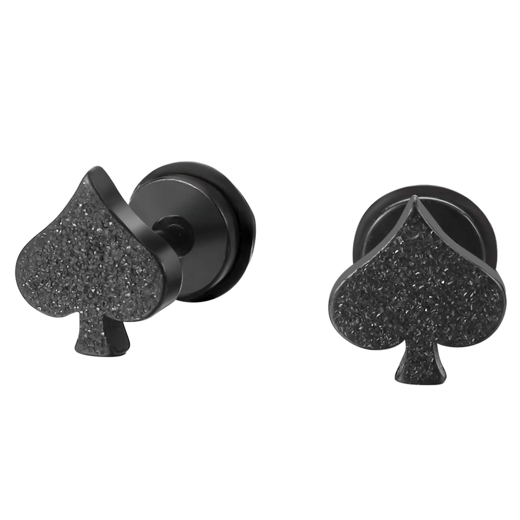 OIDEA Matte Spade Stainless Steel Stud Earrings for Women, Poker Theme Conch-Style Jewelry, Compact Party Accessory & Alternative Gift, Spade Motif, Black Spade Symbol Earrings