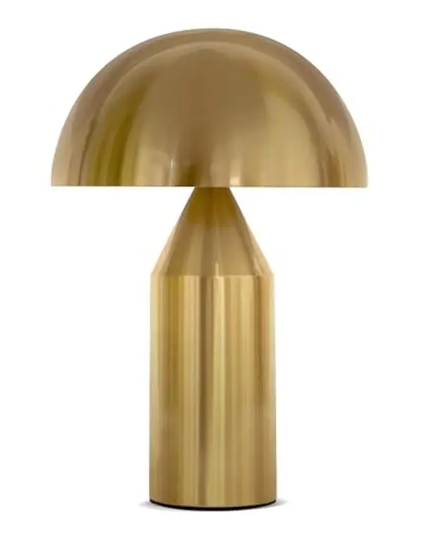 Brightech Venus Table Lamp, Contemporary Lamp for Living Room, Office Decor, Unique Mushroom Table Lamp with Dimmable LED Light Bulbs and Gold Dome Shade for Bedroom Reading