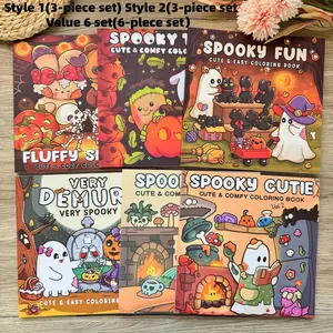 3/6-Pack Cute & Fun Adult Halloween Coloring Books Doodle Books - Thick High-Quality Paper, Cute Ghosts & Various Themes - Perfect Halloween Gift