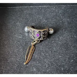 Tribal Net Feather Dangle & Opal Ear Cartilage Ring Helix Cuff Piercing Jewelry