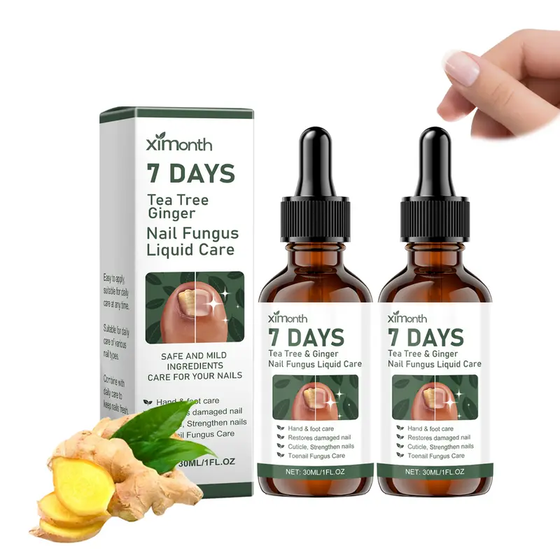 XIMONTH Tea Tree Ginger Nail Treatment - 1oz Vegan Formula with Vitamin E & Botanical Oils, 7-Day Transformation for Fungal & Brittle Nails, Natural Strengthener & Protector for Adults, Manicure Care