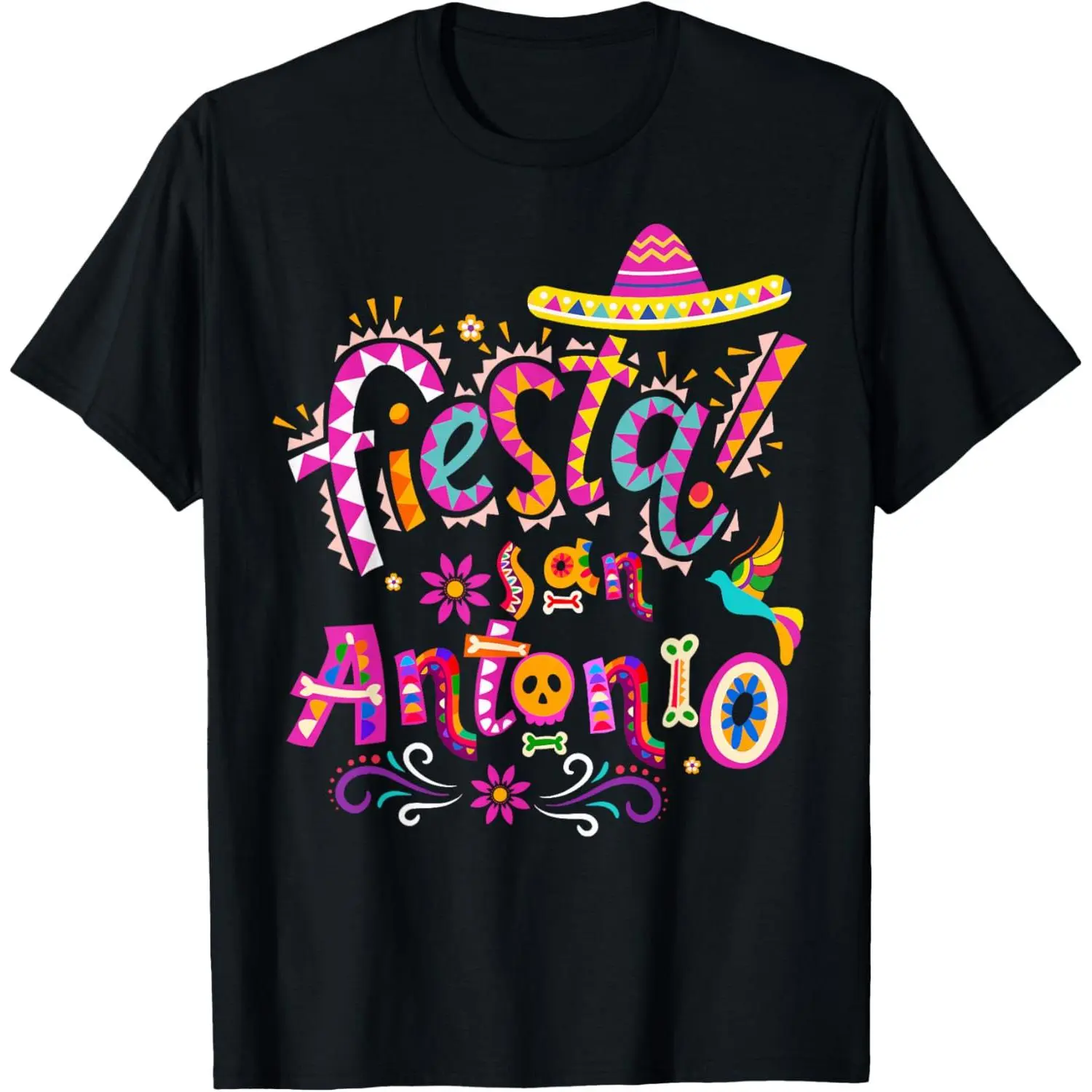 Fiesta Squad Cinco De Mayo T-Shirt, Unisex San Antonio Graphic Print Crew Neck Top, Comfortable 100% Cotton with Short Sleeves