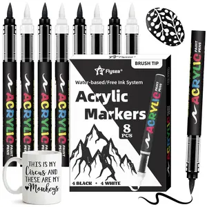 Acrylic Marker Pen Set, 8 Counts/set Mixed Color Acrylic Paint Marker Pen, Art Supplies for Stone, Wood, Canvas Painting, Paint Pens