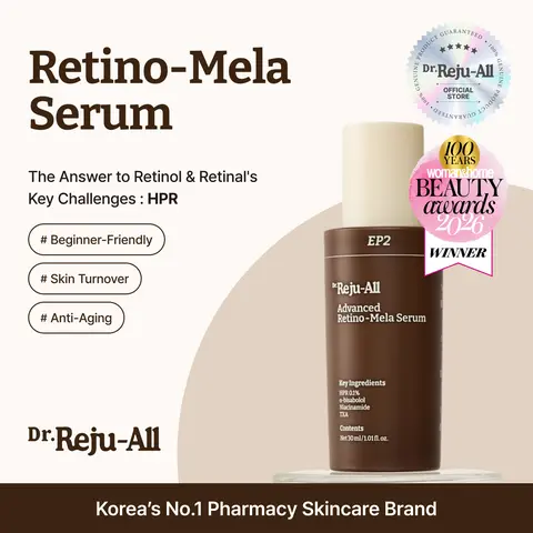 [Official] Dr.Reju-All Advanced Retino-Mela Serum – HPR Retinol Serum for Face – Anti-Aging, Pore Minimizer, Next-Gen Korean Skin care – Gentle & Beginner-Friendly – Niacinamide 10% & TXA 4% – 1 Fl Oz, Sensitive, Correction, Skin Repair, Hyperpigmentation