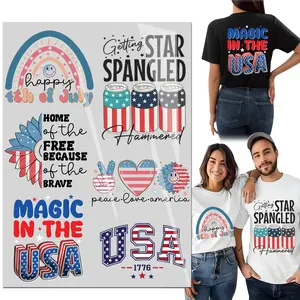 6 Sheets patriot Independent Day Iron on Transfers 4th of July Iron on Decals for T-Shirts DTF transfers ready to press
