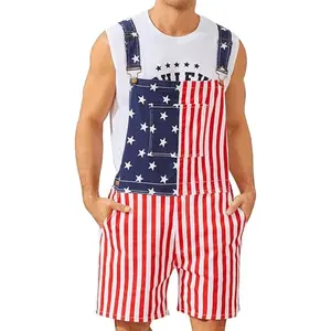 Men’s Printed Bib Overalls Shorts – Festival Romper Jumpsuit Outfit