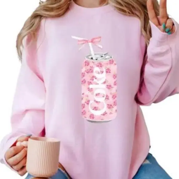 Coquette Pink Bow Tee T-Shirt, Trendy Soda Can With Roses, Fun Coke Lover Gift, Lana Del Ray, Cute Baby Pink Bow Tee, Floral Coke Shirt, Coke