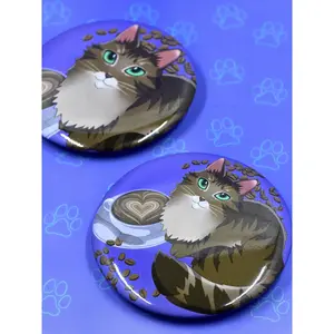 Toe Beans Catpurrccino Button - Cat Coffee Cappuccino Pin - Cat Pinback Button - 2.25"