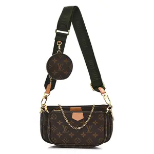 Pre-owned Louis Vuitton Coated Canvas Crossbody Bags Monogram Multi Pochette Accessories Kaki
