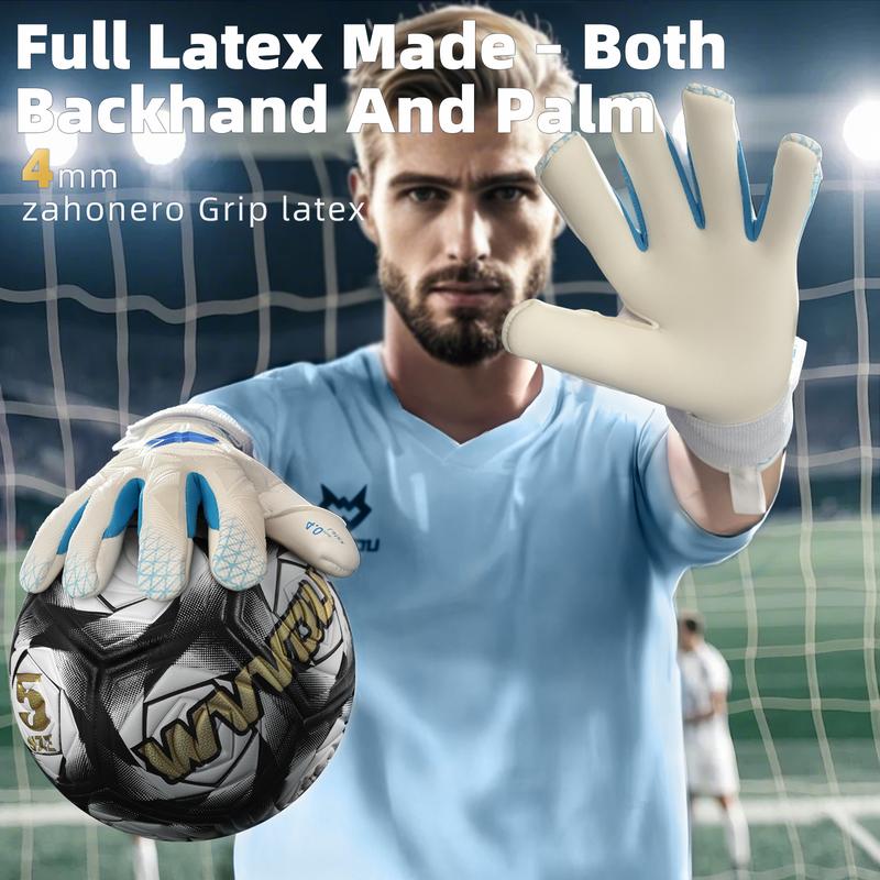 WVVOU Soccer Goalie Gloves for Adults and Youth, Professional Goalkeeper Gloves, Breathable Soccer Gloves, High Performance Guantes De Portero with 4+3mm Sticky Super Grip Latex Palm，Breathable,Professional,Soccer,Goalie,Gloves Football Equipment