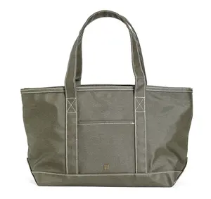 Medium Canvas Coated Tote - Gingham Trim