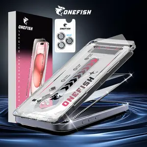 One Fish Crystal Diamond Screen Protector for Women iPhone Users 8K-Hd Tempered Glass Gift of Gemstone Lens Film Anti-fingerprint Dust Protection