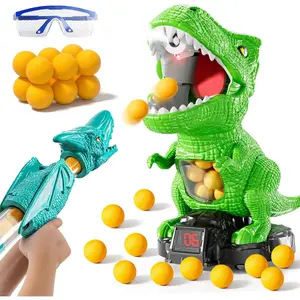 T-Rex Shooting Game Toy Set, Moving Dinosaur Target with Score Counter, Air Gun with Foam Balls, Kids Dinosaur Playset, Perfect Gift for Dinosaur Lovers Ages 3+