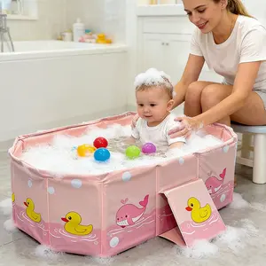 Portable Foldable Baby Bath Tub, Lightweight Infant Bathtub for Newborns to Toddlers, Easy Storage, Ideal for Home and Travel