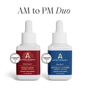 Apothékary AM to PM Duo - Support your full day rhythm - Support Metabolism & Promote Sleep Liquid Herbal Drops* | Made in the USA