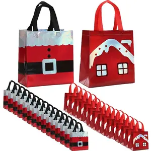 Christmas Gift Bags with Handles Set – Reusable Non-Woven Tote Bags, Foldable & Waterproof Party Favor Bags – Perfect for Xmas Gift Wrapping, Holiday Party Supplies, Birthday Goodie Bags & Shopping Bags, Gift Packs