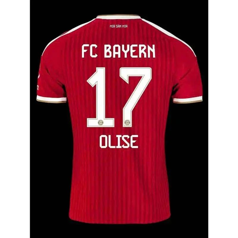 Bayern Munich 2026/27 Home Soccer Jersey #17 Olise Red Football Shirt Fan Version, Personalized Football Shirt Lightweight Sportswear