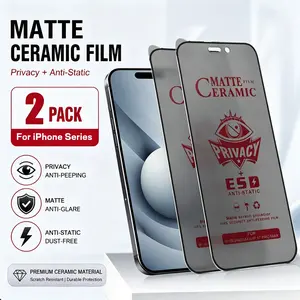 2 Packs Matte Privacy Ceramic Screen Protector Accessories for iPhone 17 Air/17 Pro Max/17 Pro/17/16E/16/15/14/13/12/11/Pro Max/Plus/Pro/X/XR/XS/XS MAX,Matte Finish,Anti-Peeping,Scratch-Resistant,Anti-Fingerprint,Bubble-Free,Easy Installation