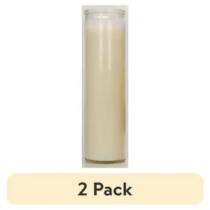 (2 pack) Prayer Candle Clear Glass White Wax, 8 Inch