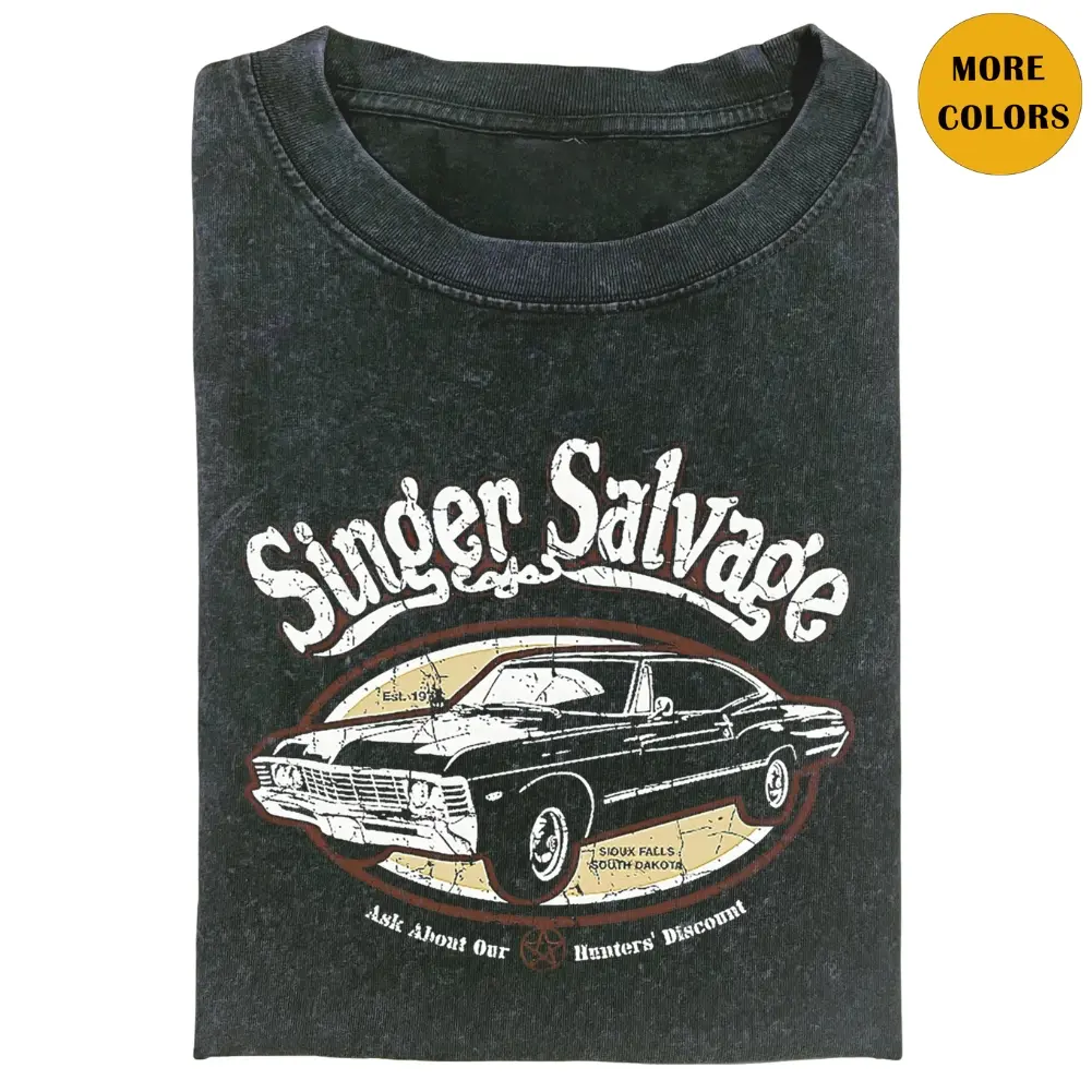 Supernatural Impala Singer Salvage T-Shirt- Movie Shirt, Movie Tshirt, Funny Graphic Tee, Gift for Men, Gift for Women, Crew Neck T-shirt, Trending Movie Shirt for Men & Women