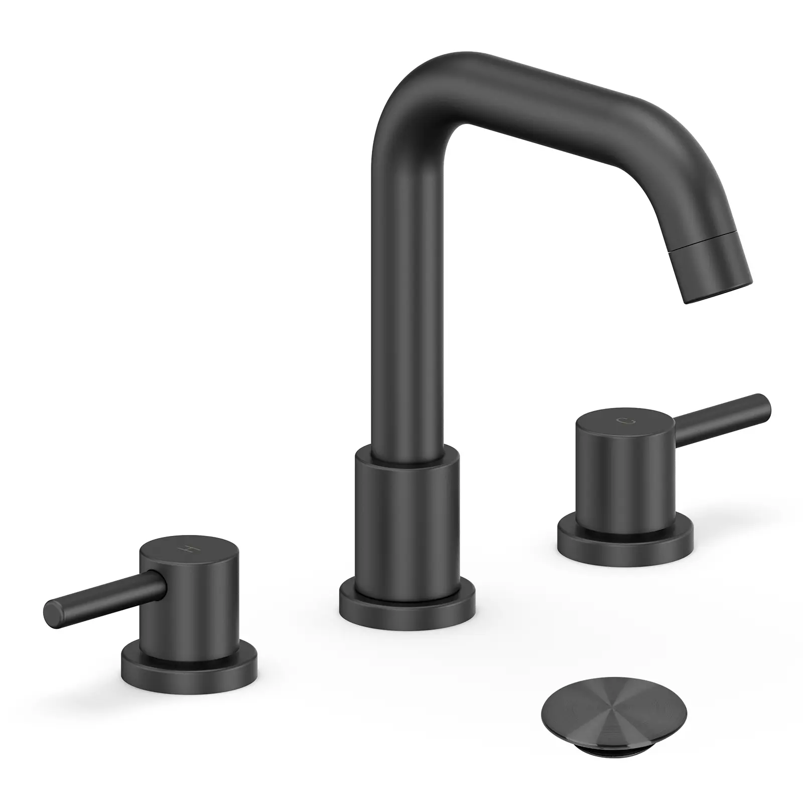 Widespread Bathroom Faucet, 8 Inch 3 Hole Faucet for Bathroom Vanity Sink, Lavatory Basin Faucet with 2 Lever Handles, Pop Up Drain, 360 Degree Swivel Spout
