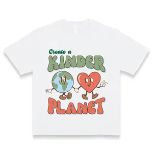 Trendy Women T-Shirt Create A Kinder Planet Shirt Earth Day Kindness Planet Shirt Earth Day Shirt Nature Lover Retro Aesthetic Love Shirt Women Graphic Tee Gift For Her Adult Clothing Tee All-season Tops