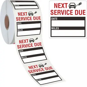 300 count Oil Change Reminder Stickers, / Resistant -Free Auto Maintenance Service Due Reminder in Roll with Perforation Line (Each Measures 2" X 2", Black)