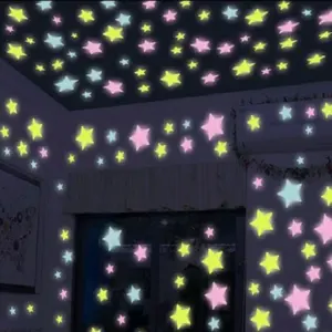 100 Pieces of Mixed Color Luminous Star WalStickers, Perfect Choice for Modern HomeDecoration, Gift Decoration Lights Ornaments, Glow in the Dark, Decorative Wall Sticker