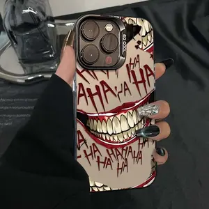 Crazy Joker Smile Grotesque Phone Case For iPhone 17 16 15 14 13 12 11 Pro Max XR XS Max 7 8 Plus  Y2K Creative Fashion Cover