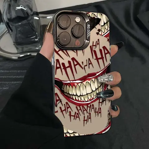 Grotesque Joker Smile Protective Smartphone Case - Creative Y2K Fashion Accessory for iPhone 17,16,15,14,13,12,11 Pro Max,XR,XS Max,7/8 Plus,MINI