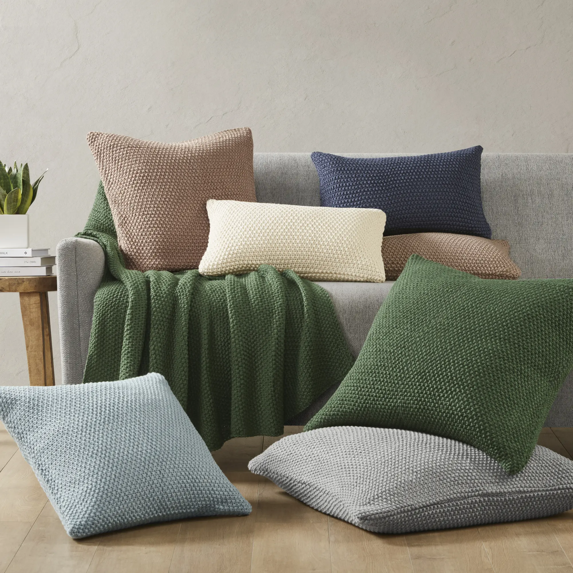 INK+IVY Bree 1-Piece Knitted Texture Square Cushion Cover - Soft Acrylic, Washable Decor Pillow Case No Insert for Living Room, House, Room Decor, House Decor