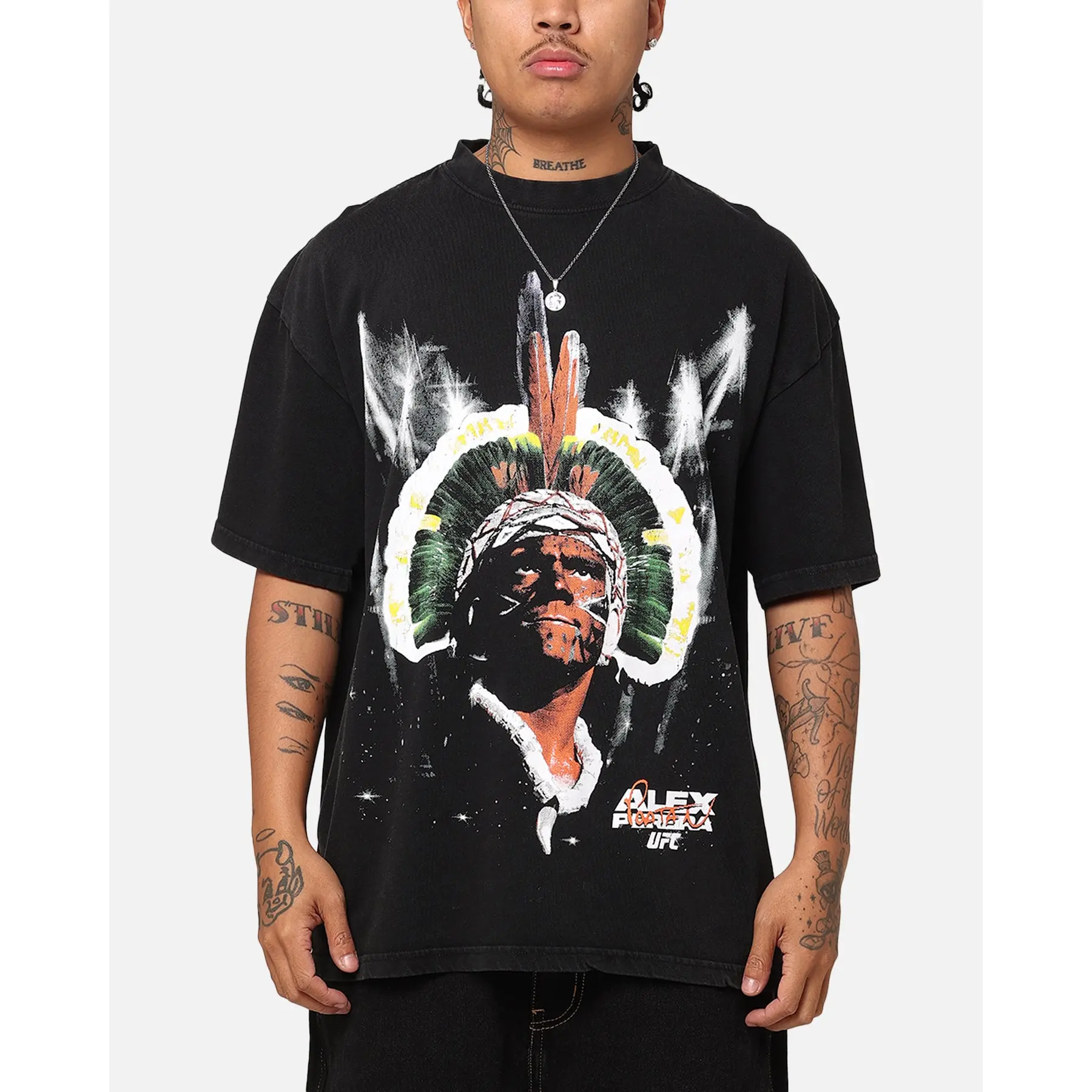 UFC By Culture Kings Alex Pereira Big Face Vintage T-Shirt Black Acidwash