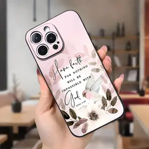 Bible Verse Flowers Aesthetic Christian Pattern Case for iPhone 16 15 14 Pro Max 13 12 11 XR XS Plus Shockproof Full Camera Protection Durable slim Silicone Cover