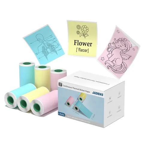 Jadens 2 in Decal Sticker Labels - Direct Thermal Removable, BPA-Free, BPS-Free, Oil-Resistant, Premium Print Quality, Effortless Readability, Rugged Adhesion for JD21 Pocket Printer
