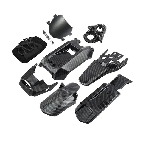 for Surron Light Bee X/S LBX LBS Accessories, Imitation Carbon Fiber Style Key Switch Cover, Battery Lock Cover, Inner Plate, Front Rear Fender, Shock Protector, Axle Guard, Motor Protection Cover Number plate for Segway X160 X260 Dirt Bike Parts Bags